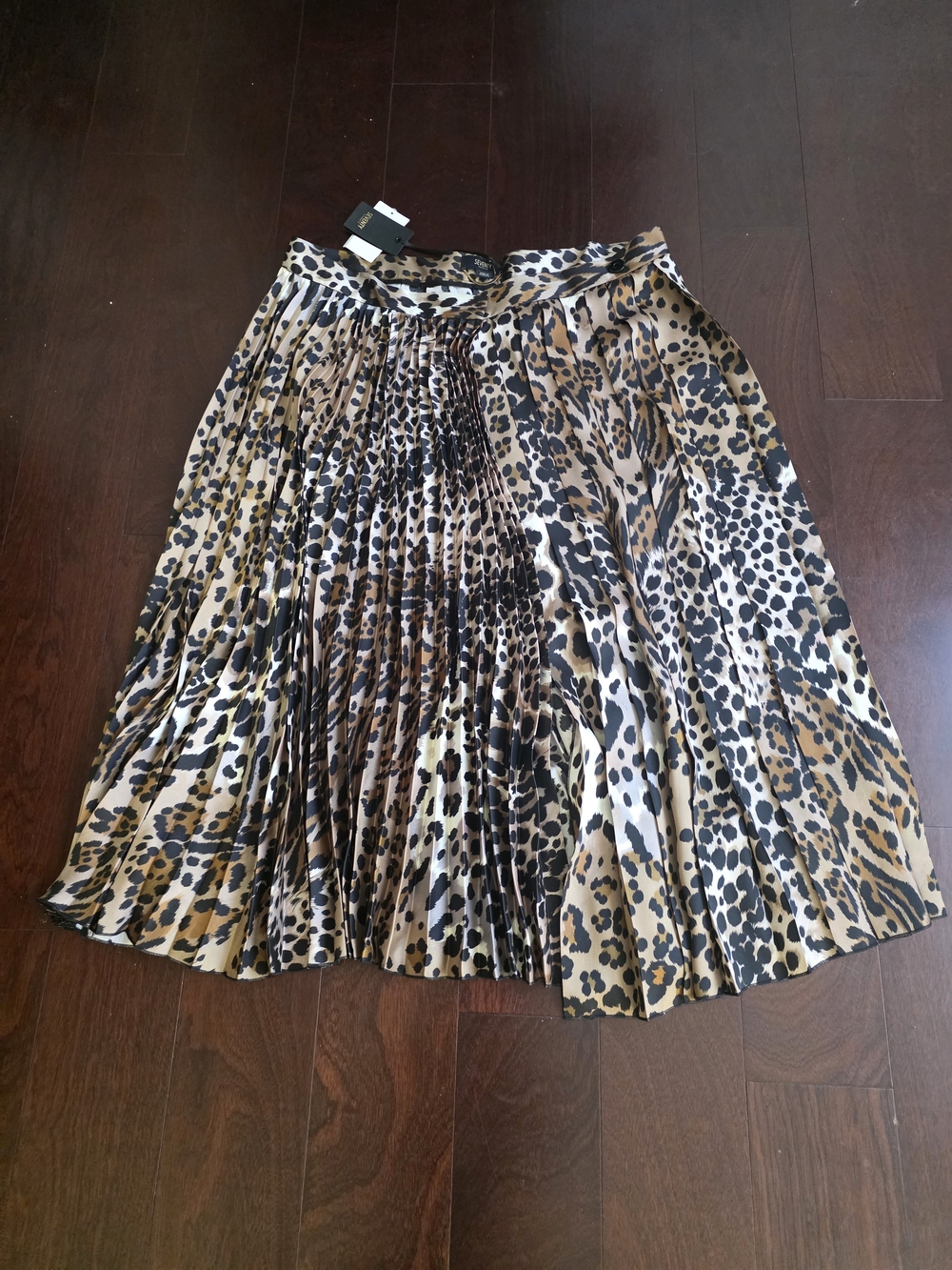Seventy Animal Print Pleated Skirt in Tan and Black